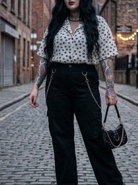 Avon Fashions Vintage 90s Cream Black Abstract Floral Button Up Shirt Plus 15/16